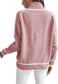 Pink Ribbed-Waist Knit Cardigan
