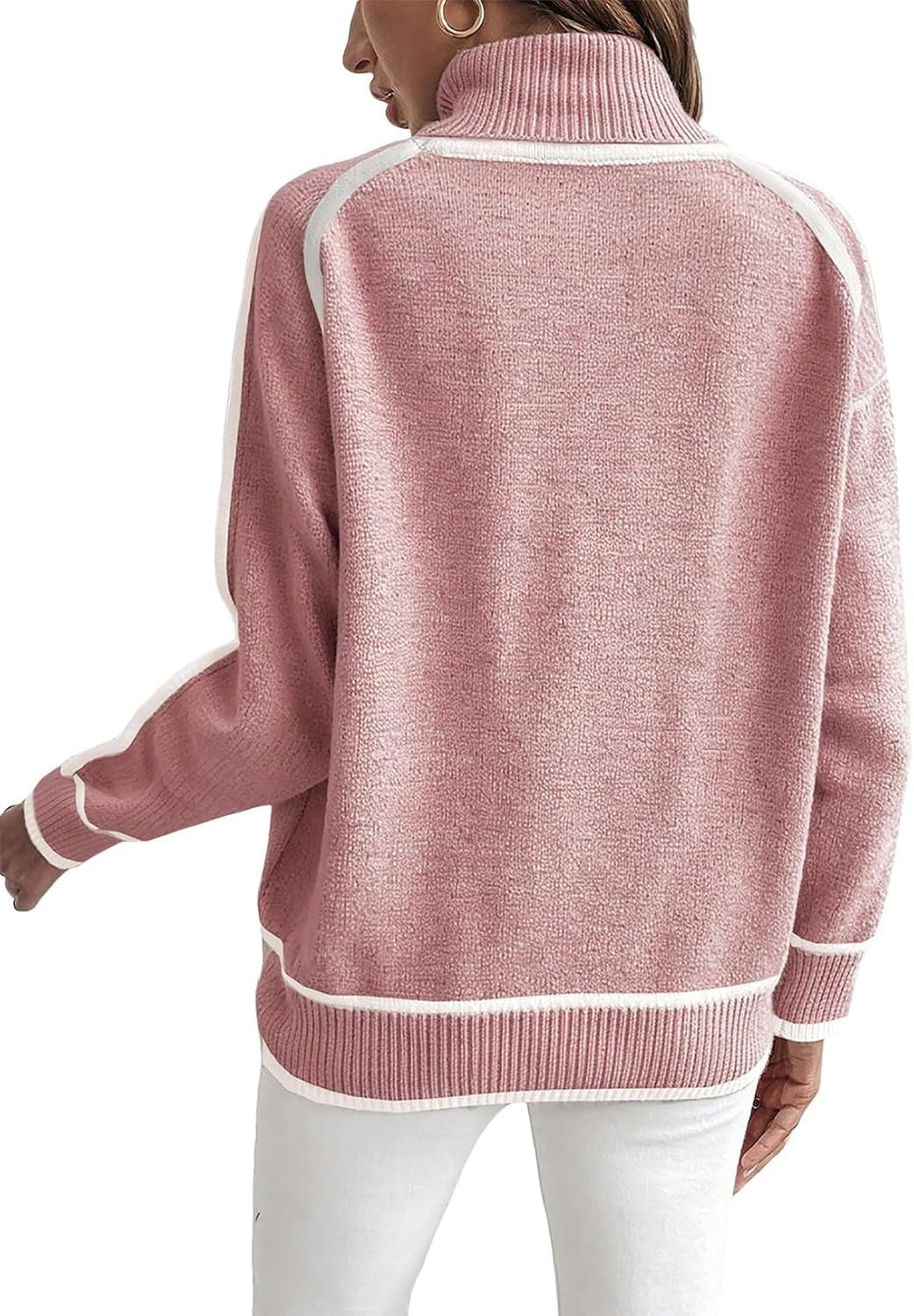 Pink Ribbed-Waist Knit Cardigan