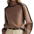 Grey Contrast-Trim Turtleneck Sweater