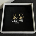 Gold Elephant Charm Hoop Earrings