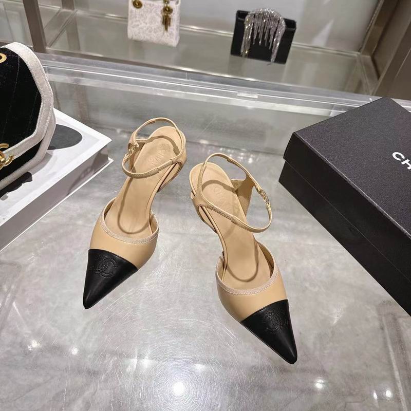 Chanel Two-Tone Cap-Toe Slingback Pumps in Beige and Black