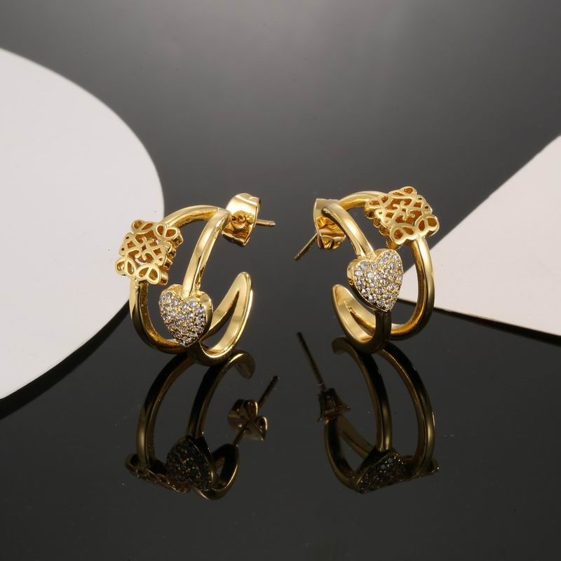 Loewe Gold-Tone Pavé Heart Filigree Hoop Earrings