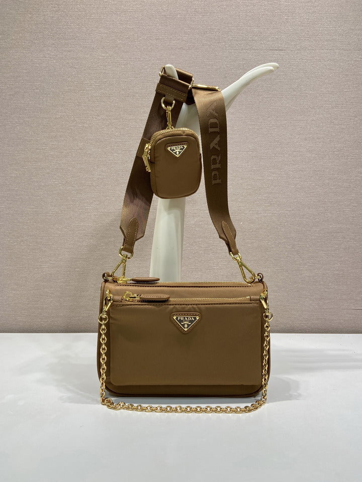 Prada Re-Edition Nylon Multi-Pocket Shoulder Bag – Caramel