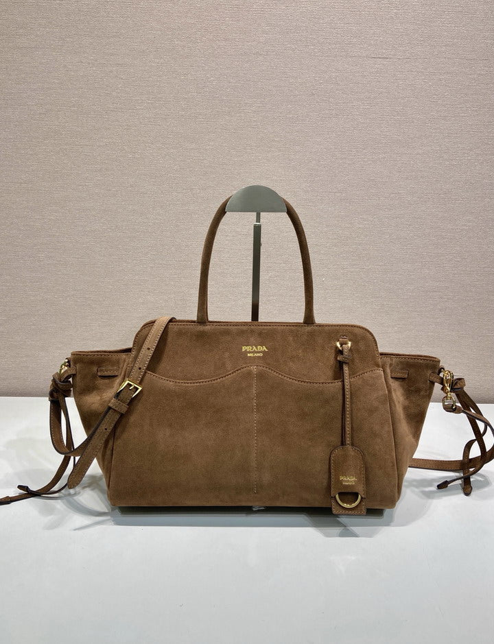 Prada Suede Tote Bag – Camel